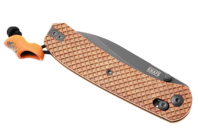 Afbeelding voor Knafs (Neder)Lander 2 KNAFS-00629 Stonewashed Moondust PVD S35VN, Stroopwafel Scales, Knivesandtools Exclusive zakmes, Ben Petersen design