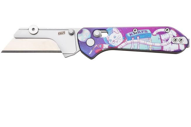 Afbeelding voor KNAFS Yuti 00659, Stonewashed Blade Holder, Kitty Cosmo Crew G10, utility zakmes
