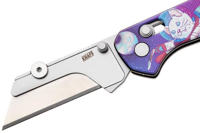 Afbeelding voor KNAFS Yuti 00659, Stonewashed Blade Holder, Kitty Cosmo Crew G10, utility zakmes