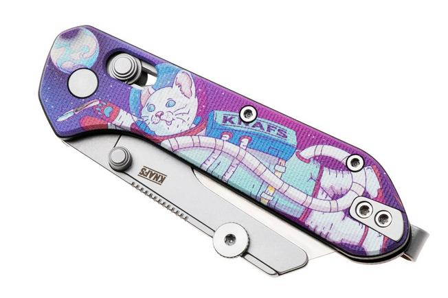 Afbeelding voor KNAFS Yuti 00659, Stonewashed Blade Holder, Kitty Cosmo Crew G10, utility zakmes