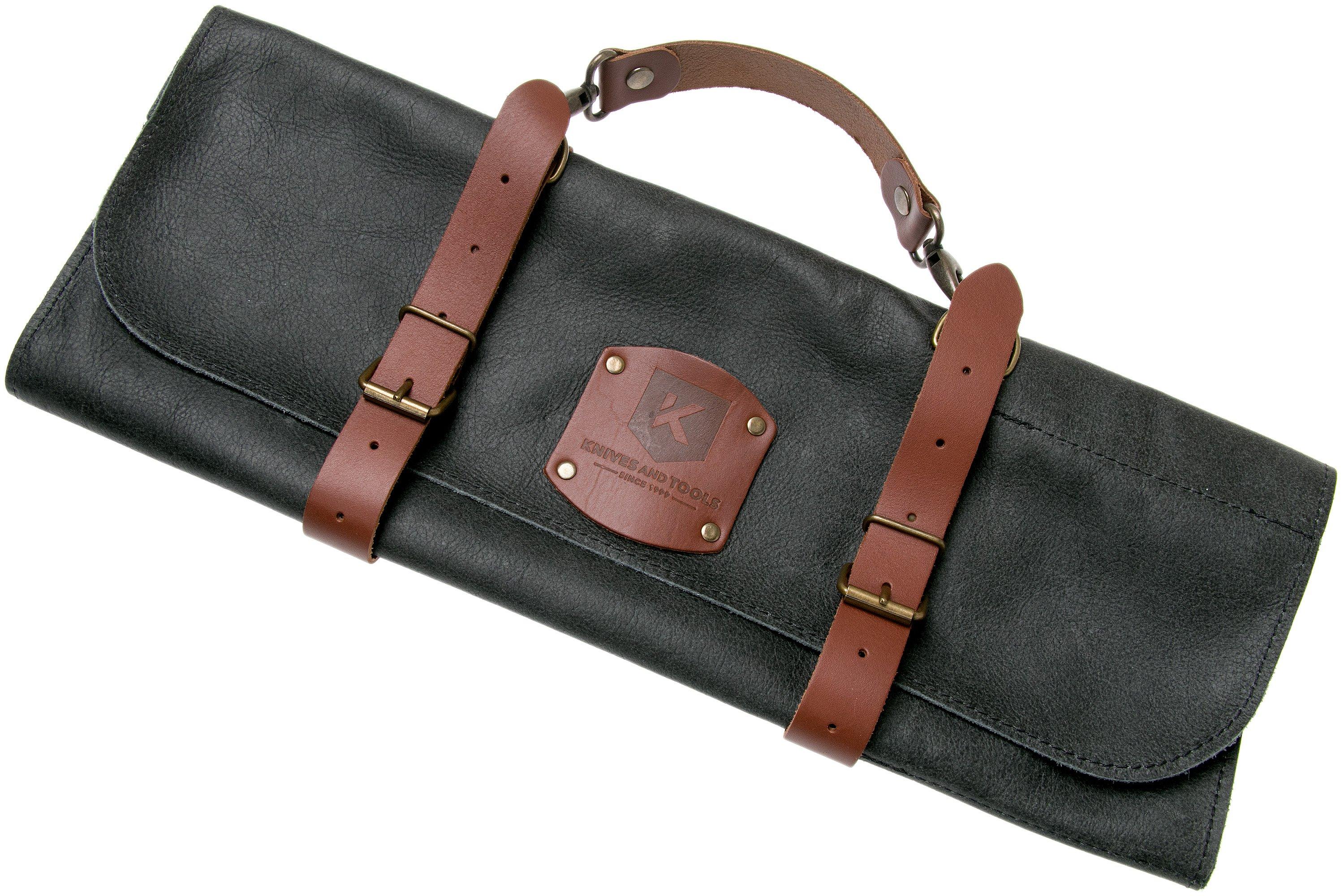 Knivesandtools leather knife bag Utah Black 45x47 Advantageously