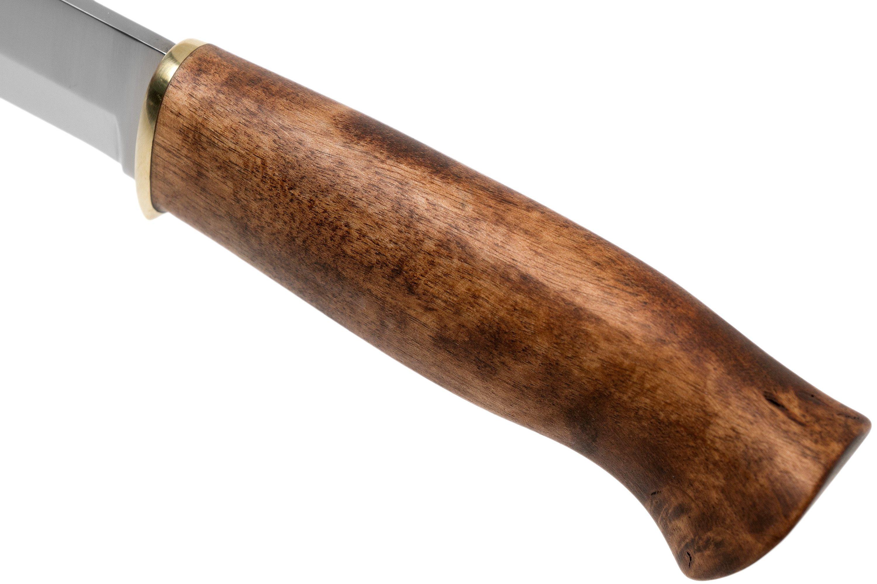 Karesuando The Boar Jagdmesser – Sandvik 12C27 Klinge, Maserbirke Griff, Lederscheide