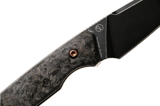 Afbeelding voor Kansept G011A1 Parr, Blackwashed, S35VN, Black Shred Carbon Fiber, vaststaand mes, Jonathan Styles design
