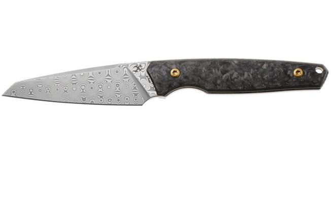 Afbeelding voor Kansept Parr G011A4 Damascus, Shred Carbon Fiber vaststaand mes, Jonathan Styles design