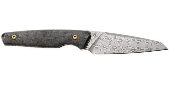 Afbeelding voor Kansept Parr G011A4 Damascus, Shred Carbon Fiber vaststaand mes, Jonathan Styles design