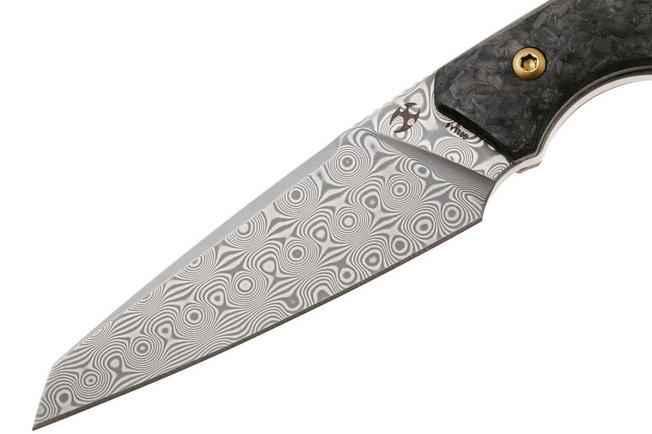 Afbeelding voor Kansept Parr G011A4 Damascus, Shred Carbon Fiber vaststaand mes, Jonathan Styles design