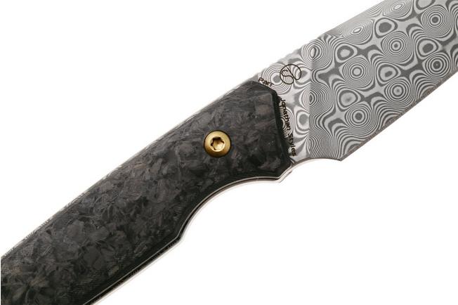 Afbeelding voor Kansept Parr G011A4 Damascus, Shred Carbon Fiber vaststaand mes, Jonathan Styles design