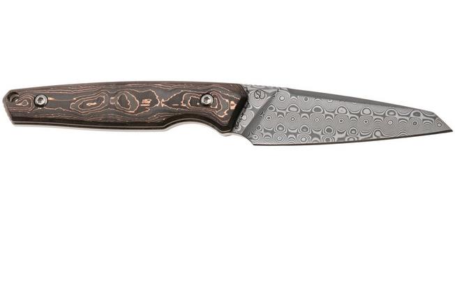 Afbeelding voor Kansept Parr G011A5 Damascus, Copper Carbon Fiber vaststaand mes, Jonathan Styles design