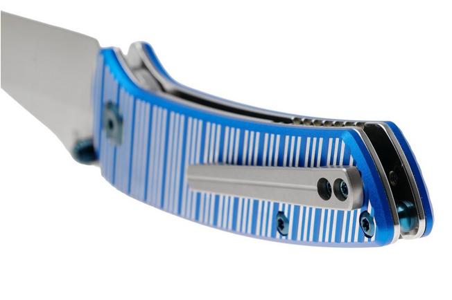 Afbeelding voor Kansept Main Street K1015H3 Stonewashed Elmax, Blue & Plain Striped Aluminum, zakmes, Dirk Pinkerton design