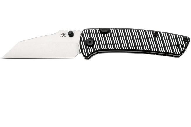 Afbeelding voor Kansept Main Street K1015H4 Stonewashed Elmax, Black & Plain Striped Aluminum, zakmes, Dirk Pinkerton design