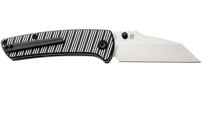 Afbeelding voor Kansept Main Street K1015H4 Stonewashed Elmax, Black & Plain Striped Aluminum, zakmes, Dirk Pinkerton design