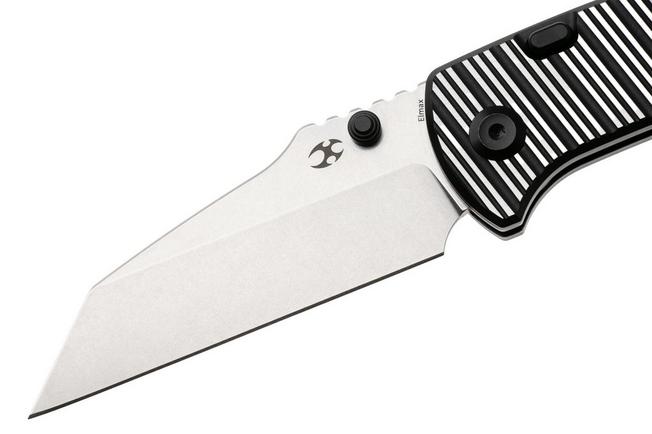 Afbeelding voor Kansept Main Street K1015H4 Stonewashed Elmax, Black & Plain Striped Aluminum, zakmes, Dirk Pinkerton design