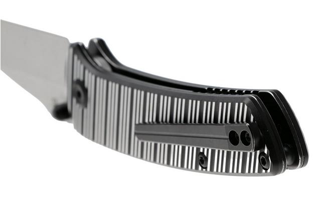Afbeelding voor Kansept Main Street K1015H4 Stonewashed Elmax, Black & Plain Striped Aluminum, zakmes, Dirk Pinkerton design