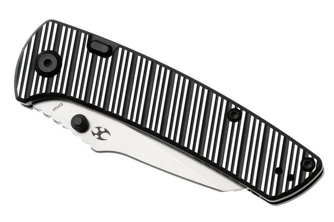 Afbeelding voor Kansept Main Street K1015H4 Stonewashed Elmax, Black & Plain Striped Aluminum, zakmes, Dirk Pinkerton design