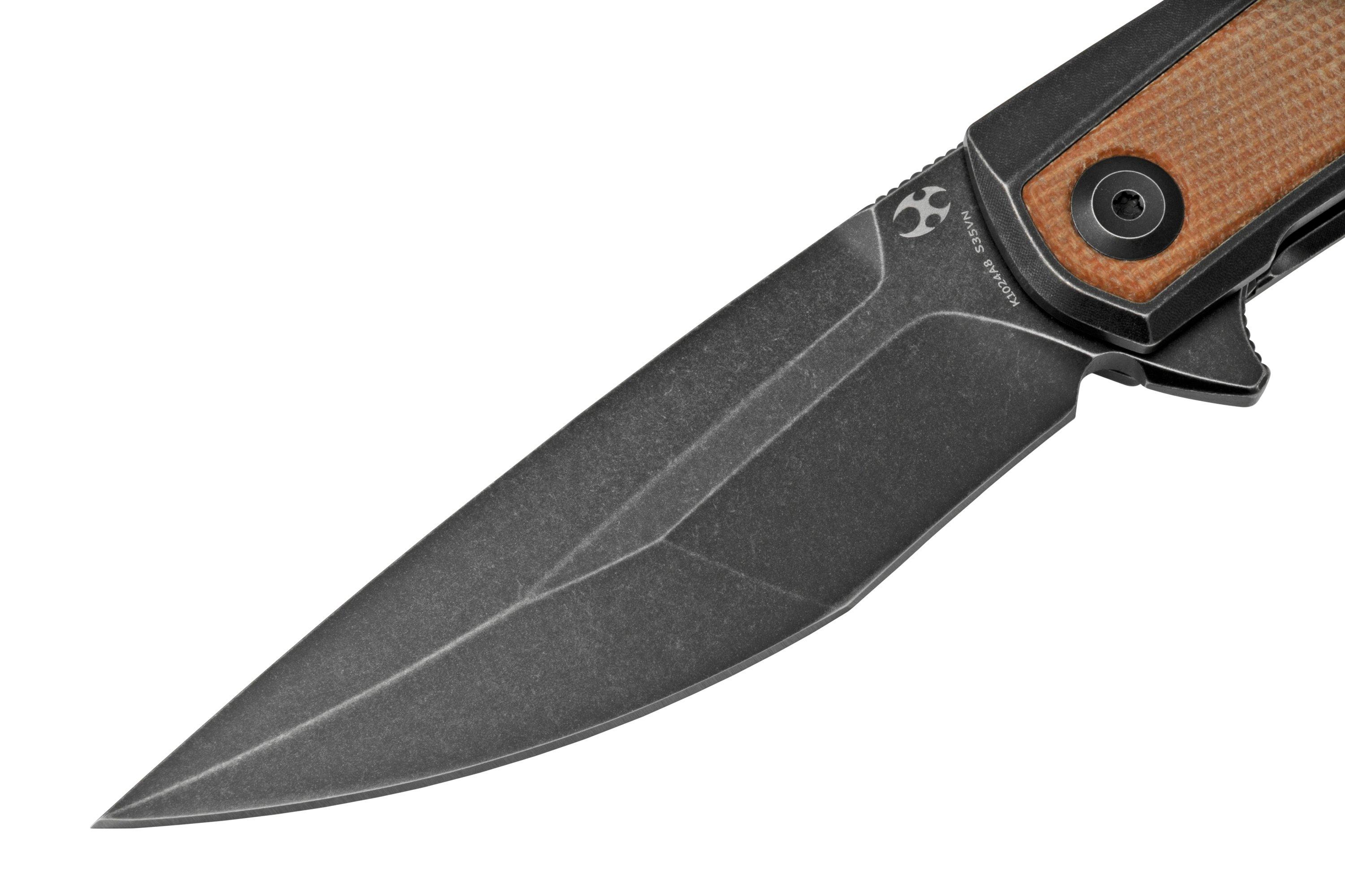 Kansept Kratos K1024A8 Black, Brown Micarta, couteau de poche, Ostap
