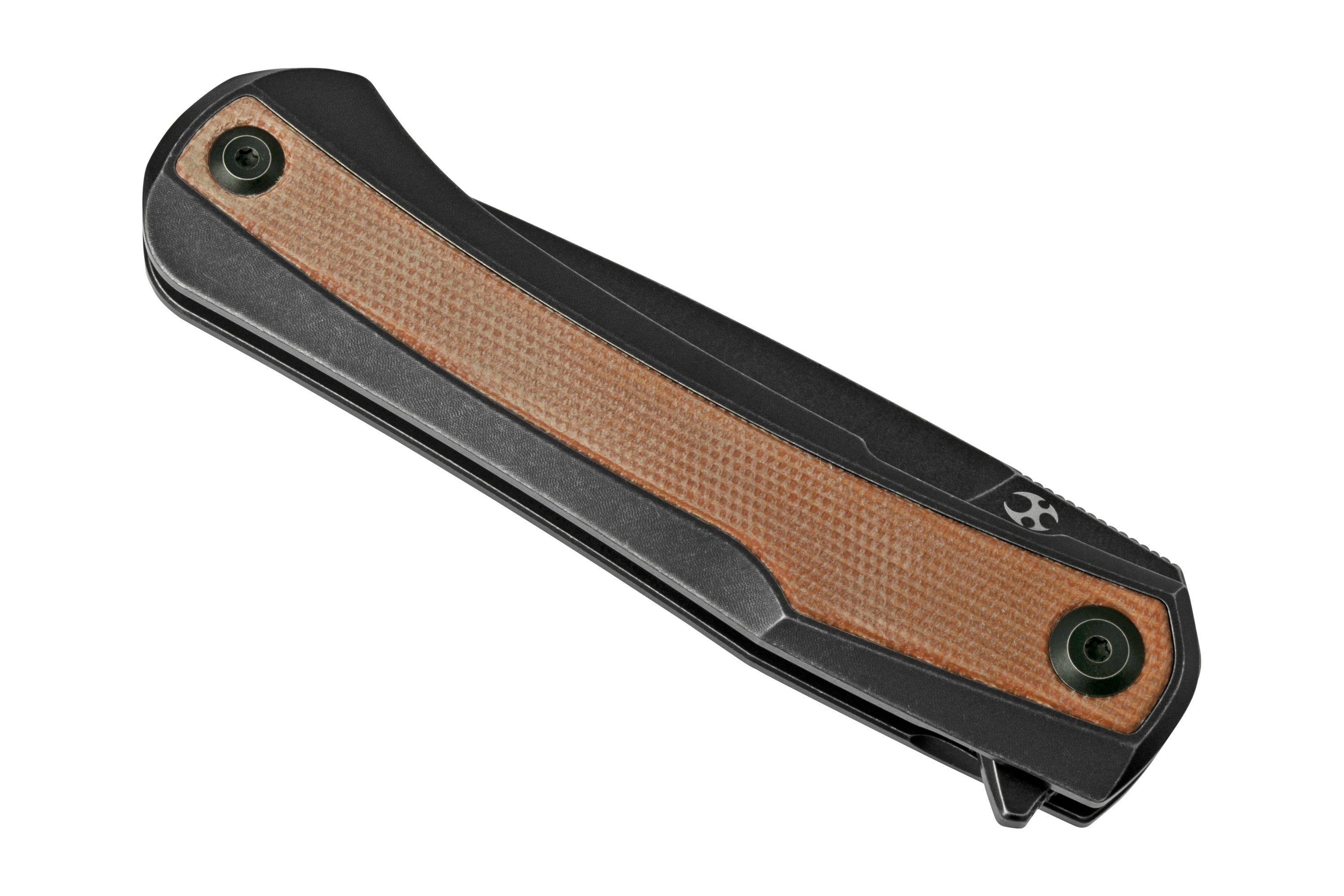 Kansept Kratos K1024A8 Black, Brown Micarta pocket knife, Ostap