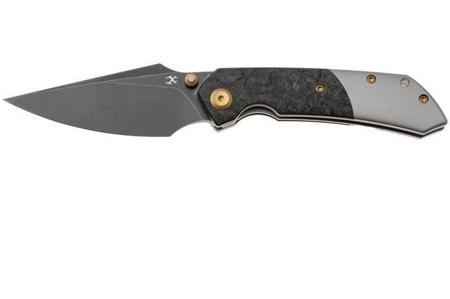 Afbeelding voor Kansept Fenrir K1034A1 Black TiCN CPM S35VN, Shred Carbon Fiber Titanium, zakmes, Greg Schob design