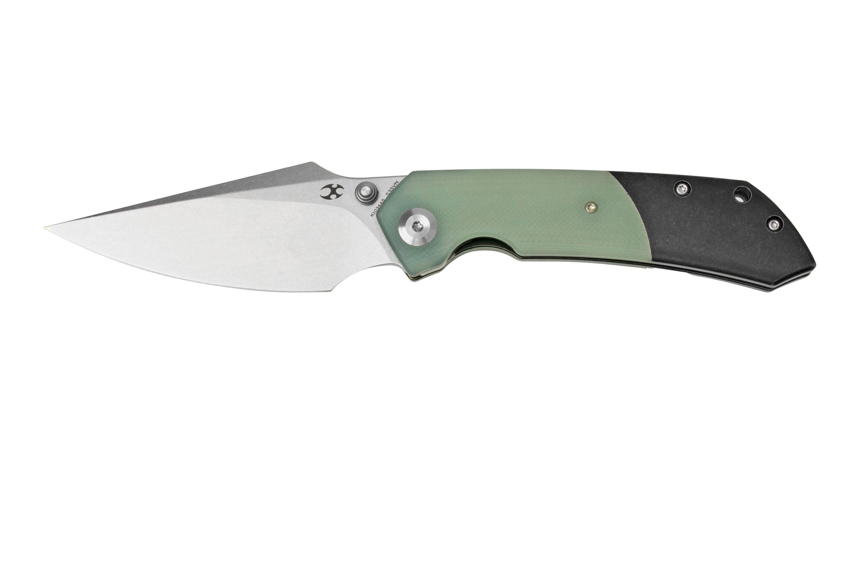 Kansept Fenrir K1034A5 Stonewashed, Jade G10 pocket knife, Greg Schob design Advantageously