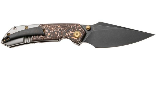 Afbeelding voor Kansept Fenrir K1034A9 Black Stonewashed CPM S35VN, Copper Carbon Fiber Titanium, zakmes, Greg Schob design
