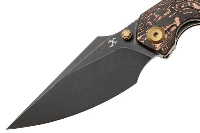 Afbeelding voor Kansept Fenrir K1034A9 Black Stonewashed CPM S35VN, Copper Carbon Fiber Titanium, zakmes, Greg Schob design
