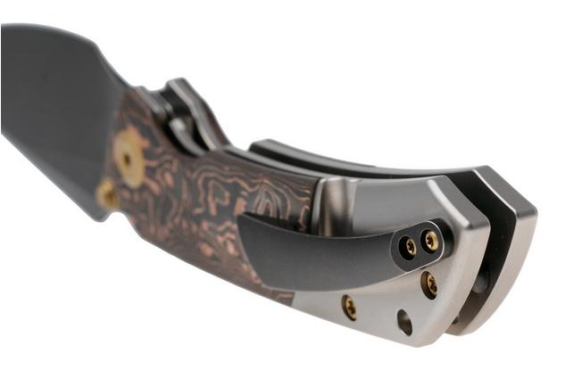 Afbeelding voor Kansept Fenrir K1034A9 Black Stonewashed CPM S35VN, Copper Carbon Fiber Titanium, zakmes, Greg Schob design