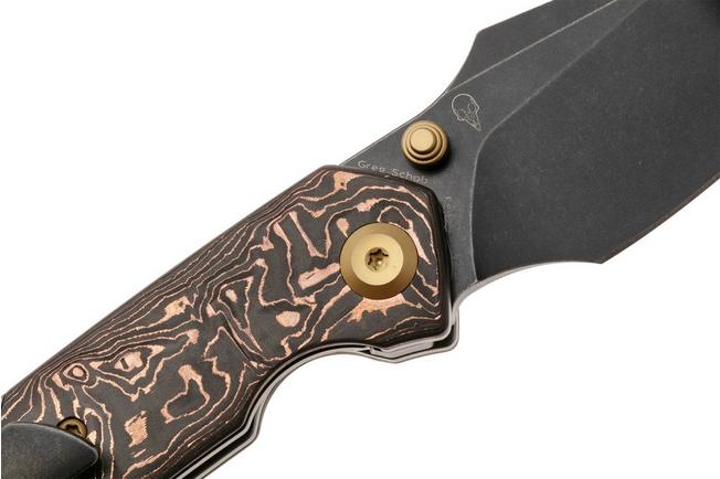 Afbeelding voor Kansept Fenrir K1034A9 Black Stonewashed CPM S35VN, Copper Carbon Fiber Titanium, zakmes, Greg Schob design