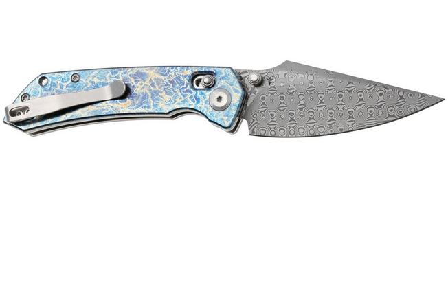 Afbeelding voor Kansept Fenrir K1034V10 Acid-etched Damascus, Lightning Strike Titanium, zakmes, Greg Schob design