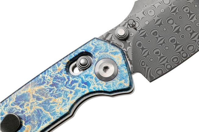 Afbeelding voor Kansept Fenrir K1034V10 Acid-etched Damascus, Lightning Strike Titanium, zakmes, Greg Schob design