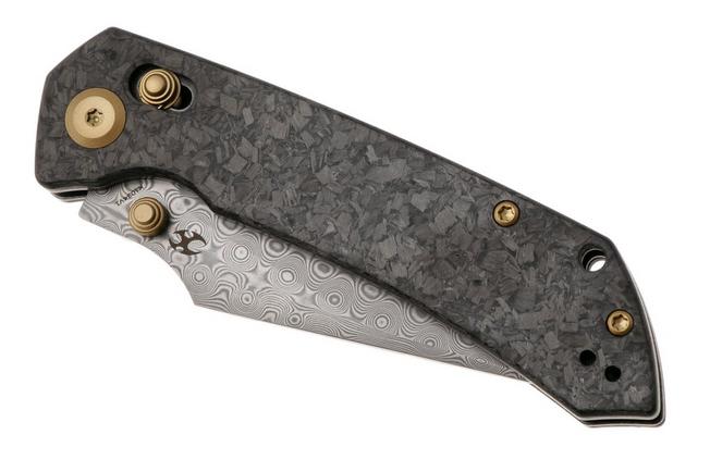 Afbeelding voor Kansept Fenrir K1034V1 Damascus, Shred Carbon Fiber, zakmes, Greg Schob design