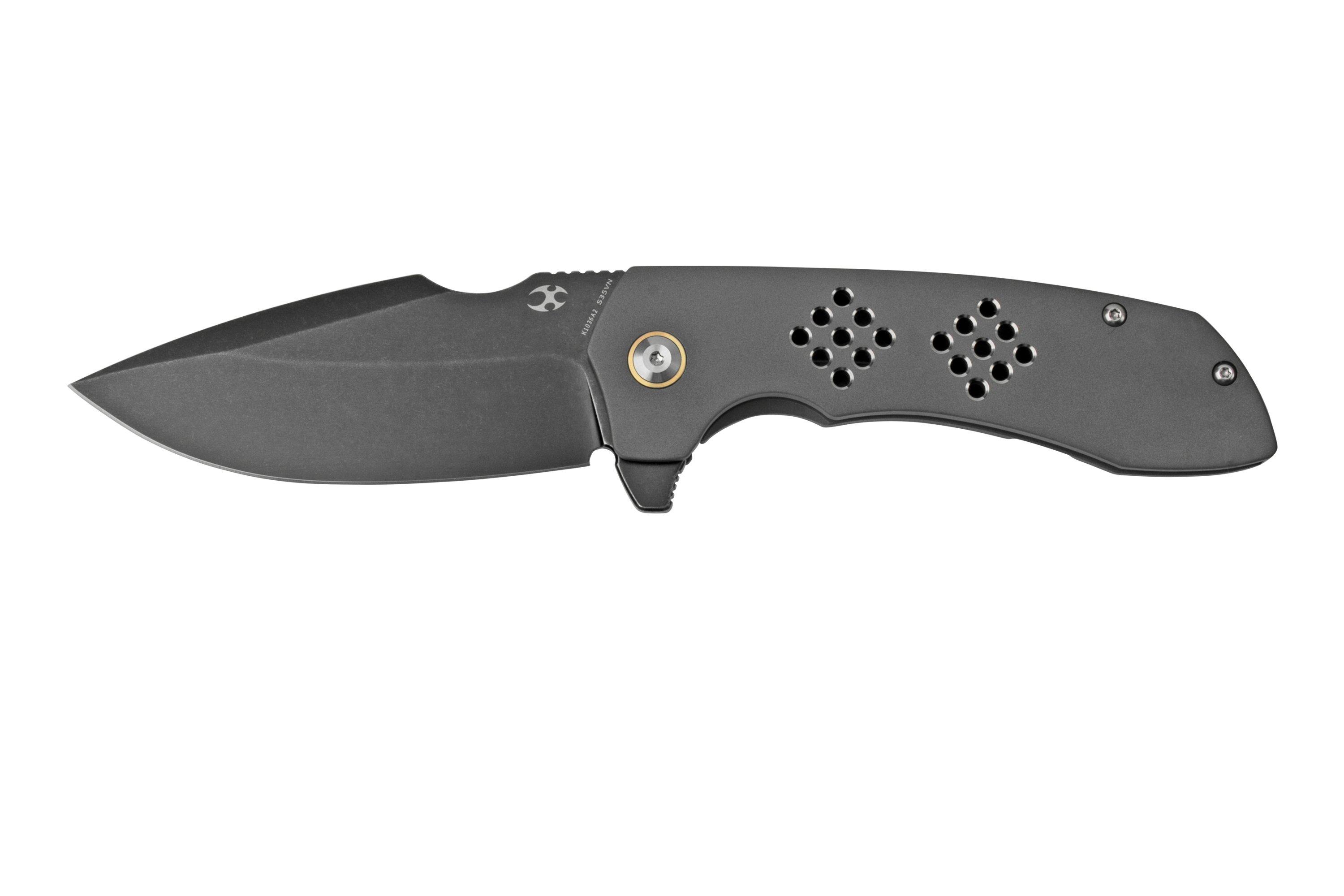 Kansept Entity K1036A2 Black, Silicon Carbided Titanium pocket knife, Nalu Knives design