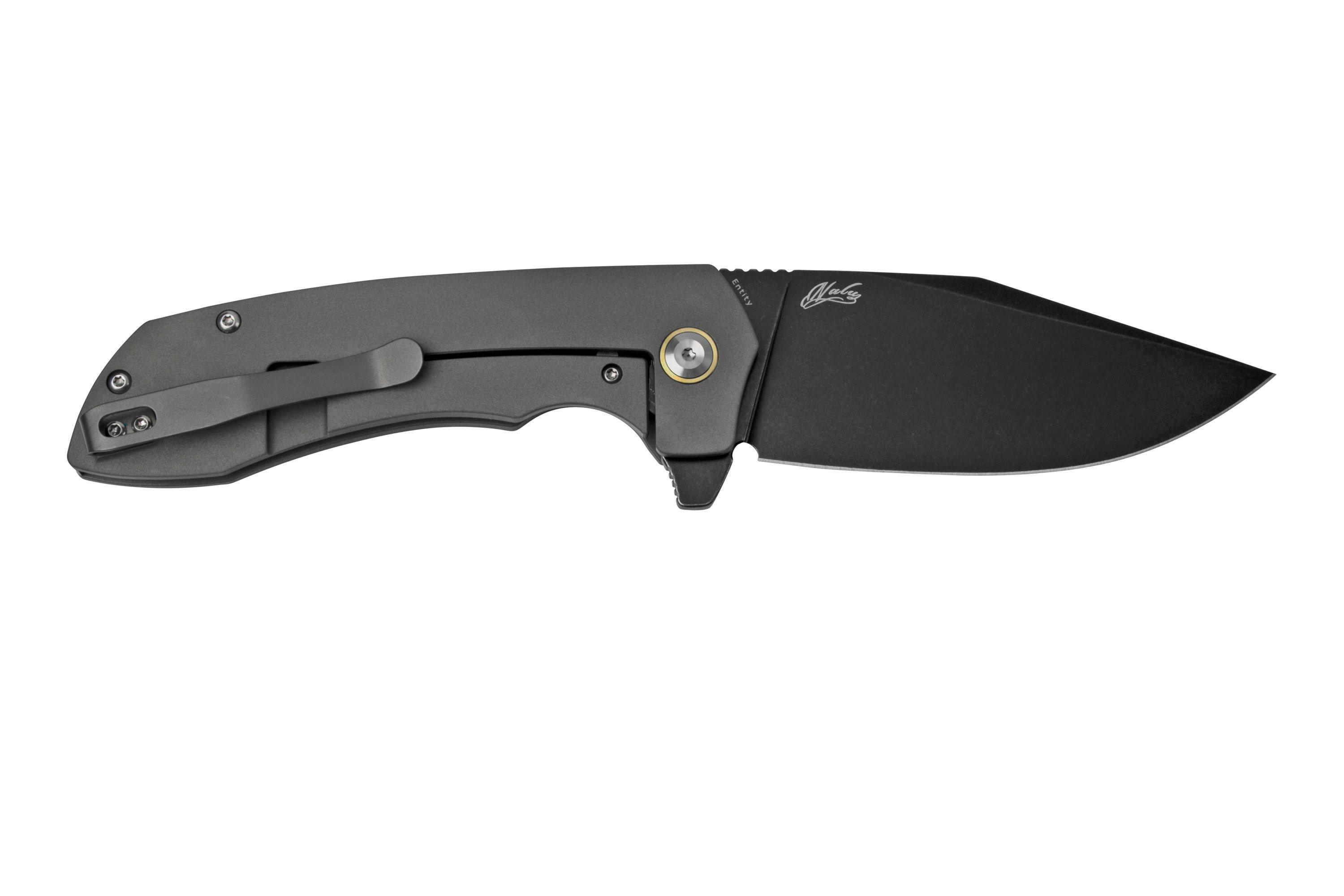 Kansept Entity K1036B2 Black, Silicon Carbided Titanium pocket knife, Nalu Knives design