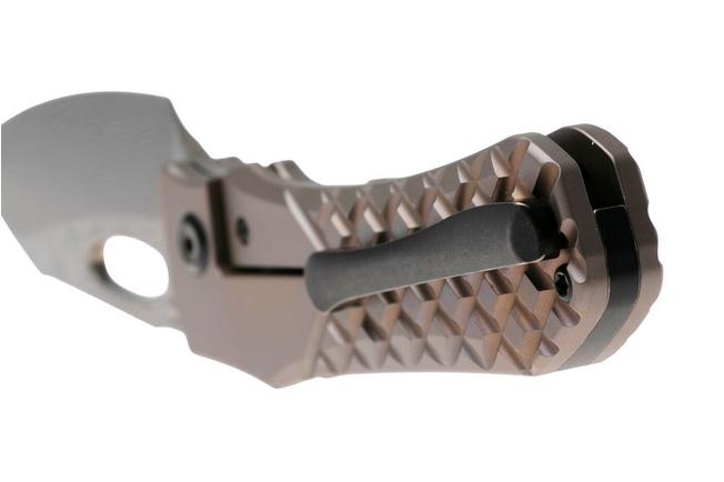 Afbeelding voor Kansept Loki K1058B5, Damascus Steel, Bronzed Frag Pattern Anodized Titanium zakmes, Steven Dunnuck design