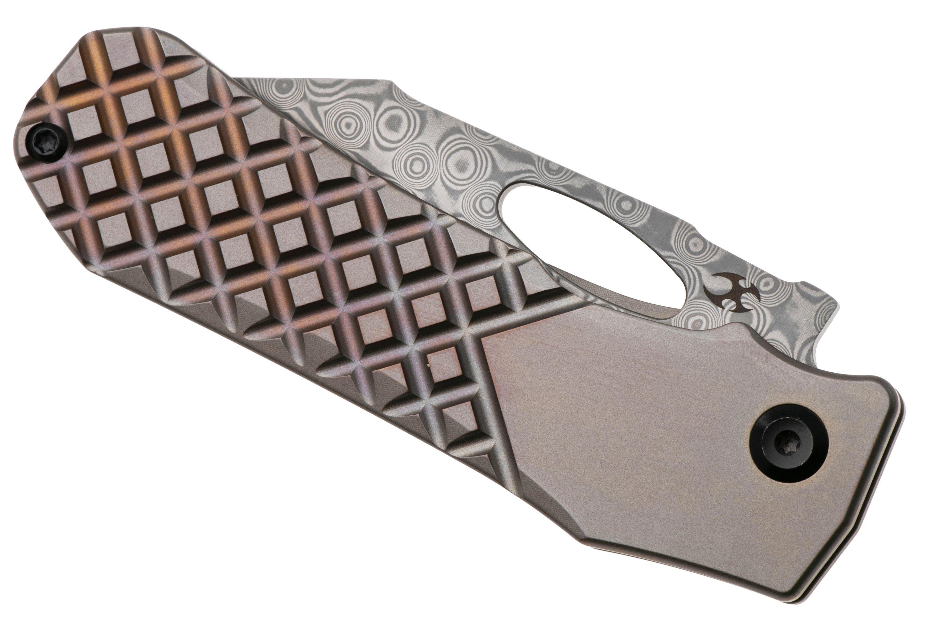 Kansept Loki K1058B5, Damascus Steel, Bronzed Frag Pattern Anodized ...