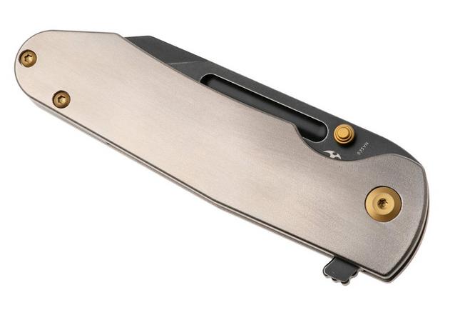 Afbeelding voor Kansept Superhawk K1084A2, Blackwashed CPM S35VN, Orange Peel Finished Titanium zakmes, Warhawk Knives design