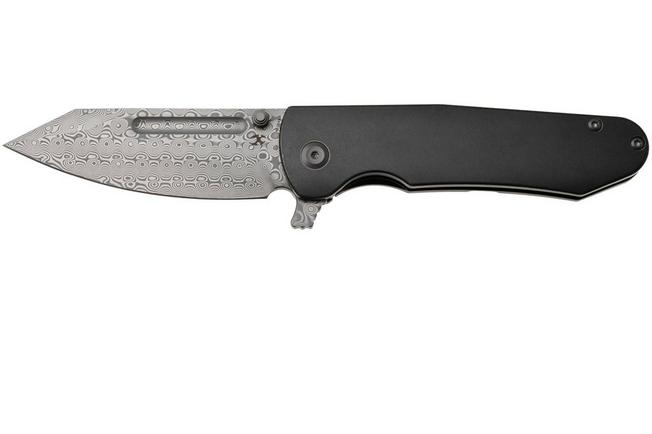 Afbeelding voor Kansept Superhawk K1084A3, Damascus Steel, Black Titanium zakmes, Warhawk Knives design 