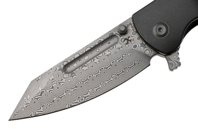 Afbeelding voor Kansept Superhawk K1084A3, Damascus Steel, Black Titanium zakmes, Warhawk Knives design 