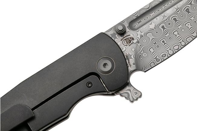 Afbeelding voor Kansept Superhawk K1084A3, Damascus Steel, Black Titanium zakmes, Warhawk Knives design 