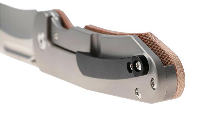 Afbeelding voor Kansept Superhawk K1084B1, Stonewashed CPM S35VN, Grey Titanium, Brown Micarta zakmes, Warhawk Knives design