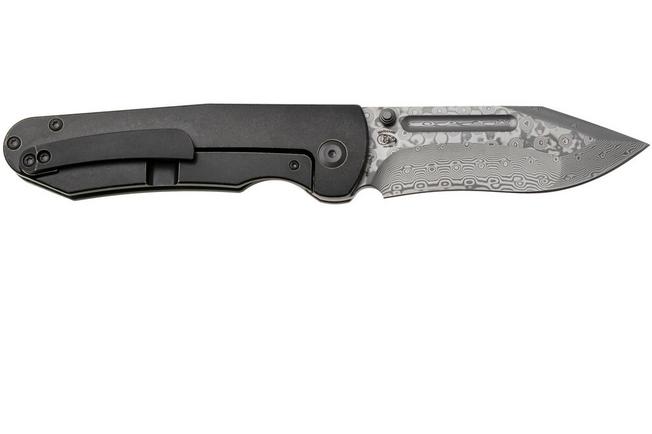 Afbeelding voor Kansept Superhawk K1084B3, Damascus Steel, Grey Titanium, Green Carbon Fiber zakmes, Warhawk Knives design