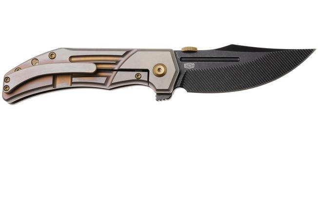 Afbeelding voor Kansept Orion K1089A5, Milled Blackwashed CPM S35VN, Bronze Anodized Titanium zakmes, JB Stout design