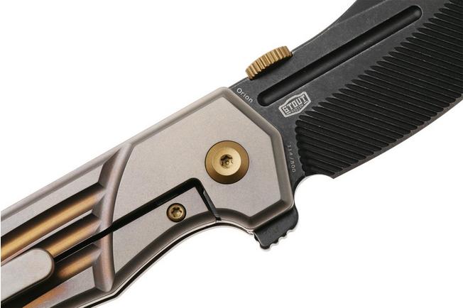 Afbeelding voor Kansept Orion K1089A5, Milled Blackwashed CPM S35VN, Bronze Anodized Titanium zakmes, JB Stout design