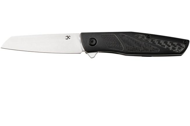 Afbeelding voor Kansept Cru K1092A5, Stonewashed CPM S35VN, Blackwashed Titanium, Black Carbon Fiber zakmes, Villella Knives design