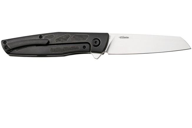 Afbeelding voor Kansept Cru K1092A5, Stonewashed CPM S35VN, Blackwashed Titanium, Black Carbon Fiber zakmes, Villella Knives design