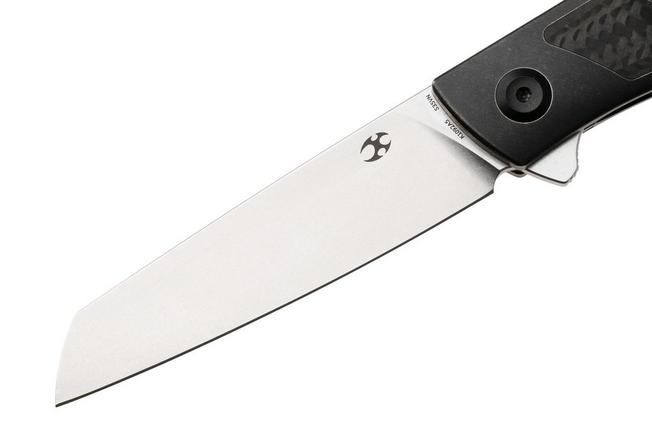 Afbeelding voor Kansept Cru K1092A5, Stonewashed CPM S35VN, Blackwashed Titanium, Black Carbon Fiber zakmes, Villella Knives design