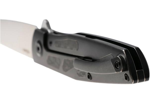 Afbeelding voor Kansept Cru K1092A5, Stonewashed CPM S35VN, Blackwashed Titanium, Black Carbon Fiber zakmes, Villella Knives design