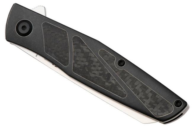 Afbeelding voor Kansept Cru K1092A5, Stonewashed CPM S35VN, Blackwashed Titanium, Black Carbon Fiber zakmes, Villella Knives design