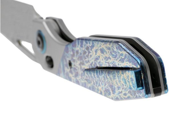 Immagine per Kansept QTRO K1118VA2 Damascus, Stonewashed Titanium, Lightning Strike Finish Ti Inlay, coltellino tascabile, design di Luft Concepts