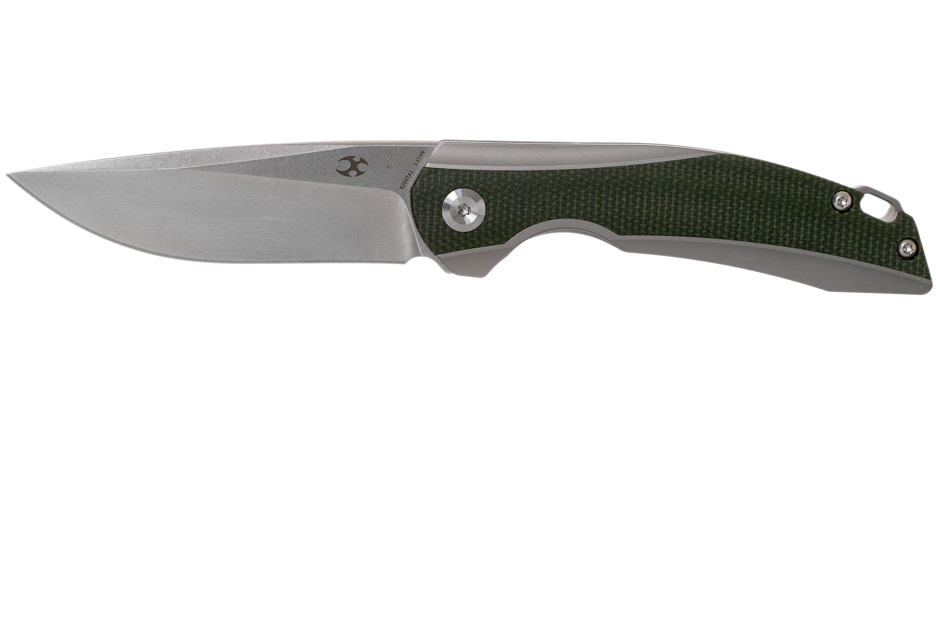 Kansept Mini Accipiter K2007A1 Titanium, Green Micarta Inlay pocket ...