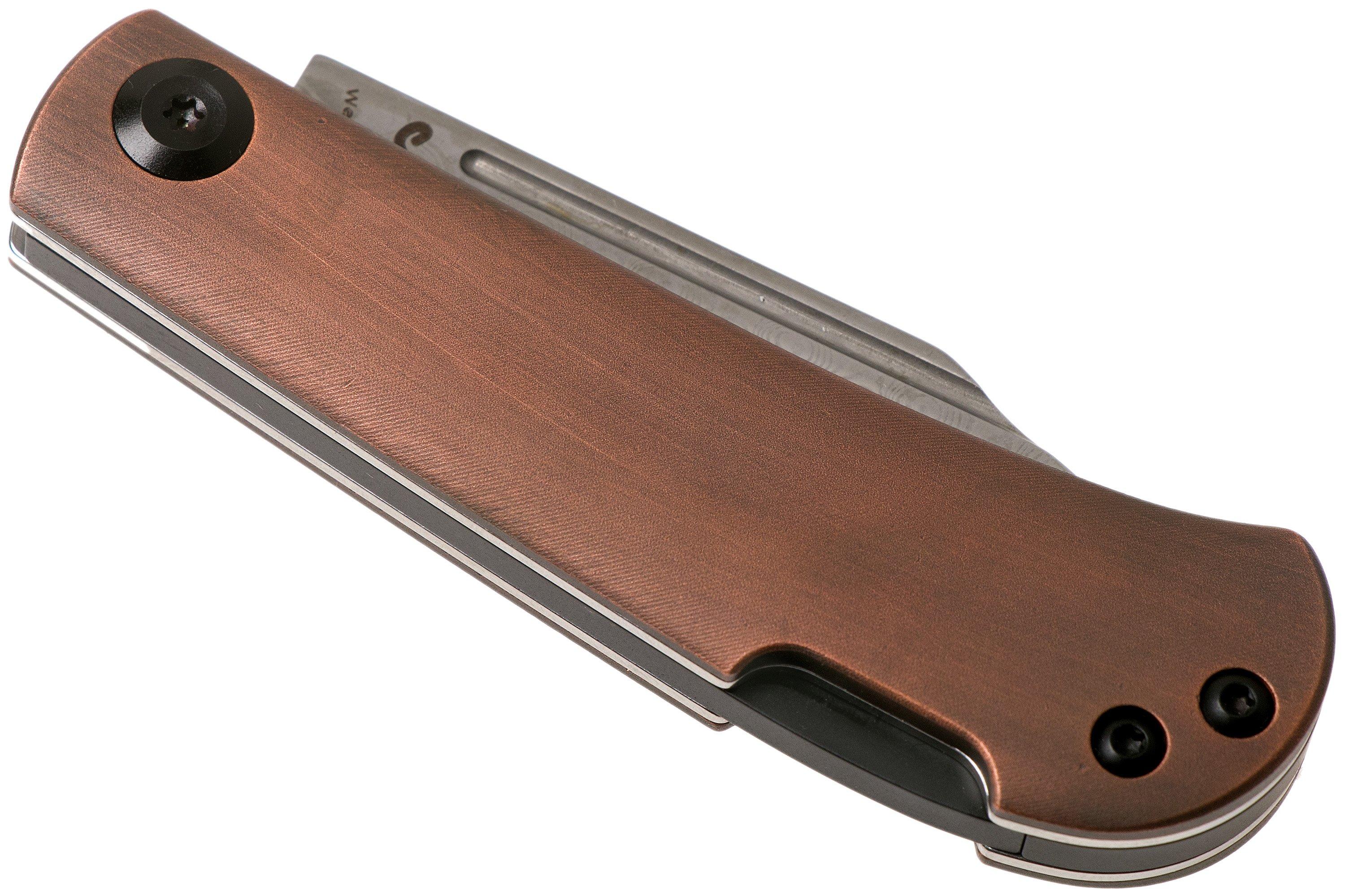 Kansept Wedge K2026BC1 Damascus, Red Copper pocket knife, Nick Swan