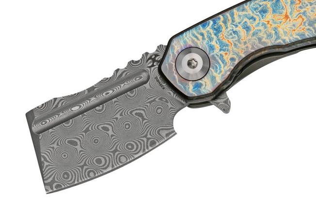 Kansept Mini Korvid K3030A2 Damascus, Lightning Strike Titanium 